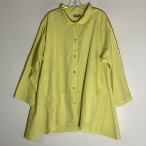 Iridium Top Womens XL Yellow Textured Asymmetric Oversized Coastal Lagenlook Box